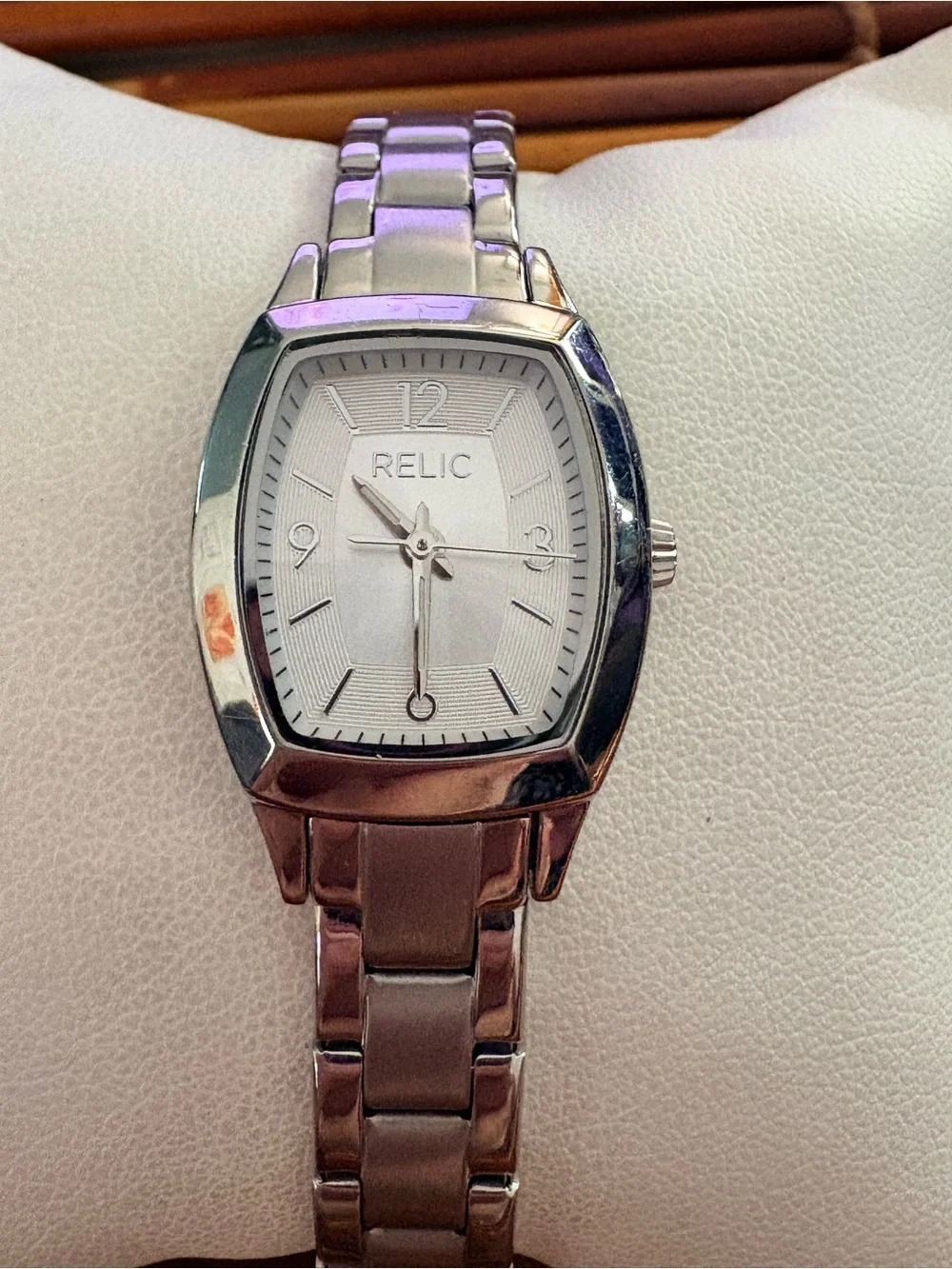 Relic Silver-Tone Women's Bracelet Watch with White Dial Needs Battery